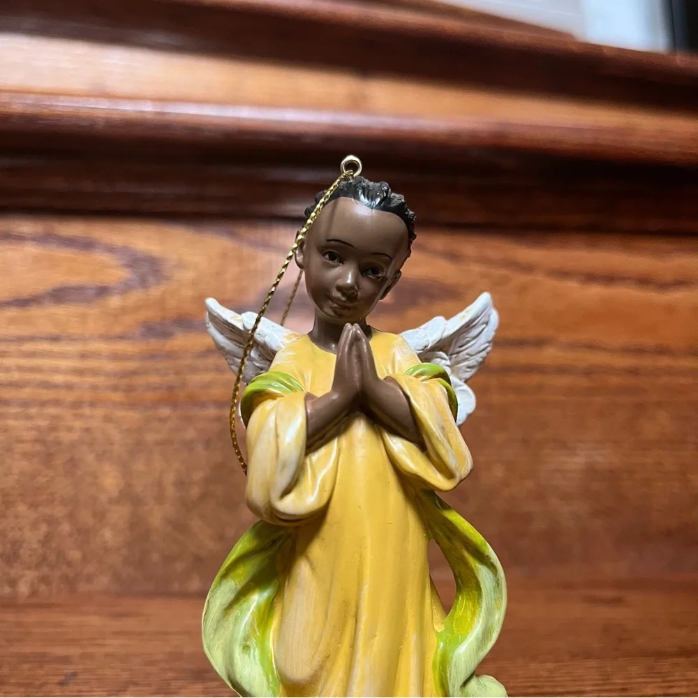 African American Girl Praying Hands Angel Holiday Christmas Tree Ornament